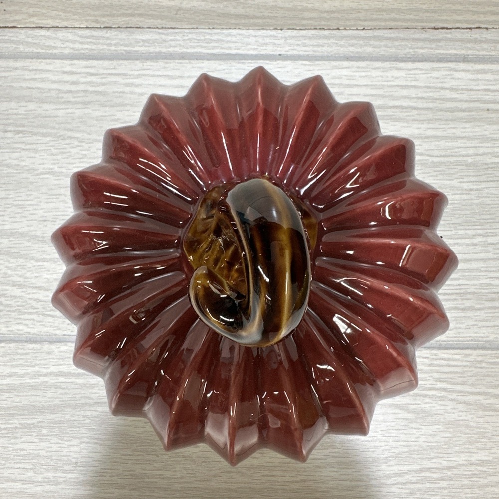 OLD EAST WEST CO Ceramic Pumpkin Glazed Burgundy 6.5 x 6.5"‎ Harvest Fall Autumn - Picture 3 of 5